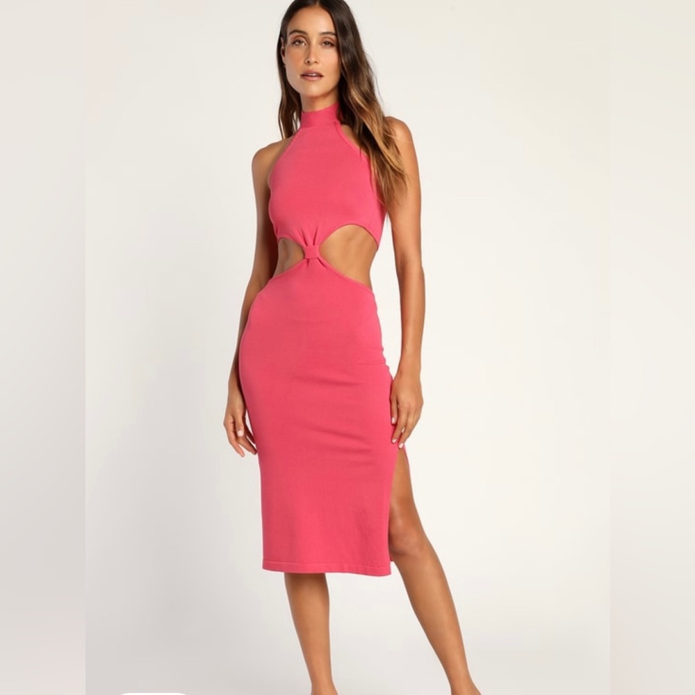 LULU Hot Pink Cut Out Dress